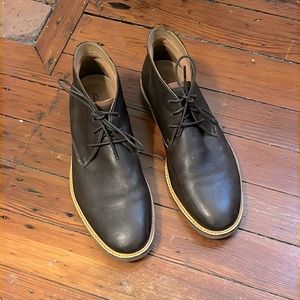 Dark brown Clark boots, size 11.